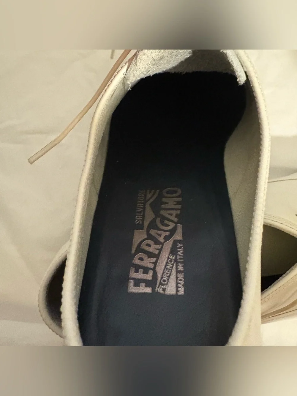 SALVATORE FERRAGAMO mens white leather dress shoes